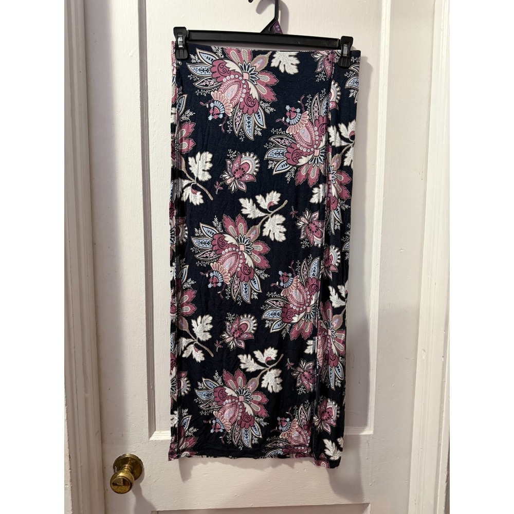 LOFT Outlet Purple and Black Floral Maxi Skirt in XS
